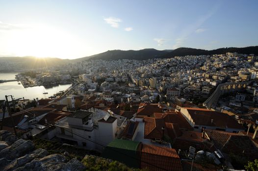 Amazing Panorama of Old town of Kavala, East Macedonia and Thrace, Greece
