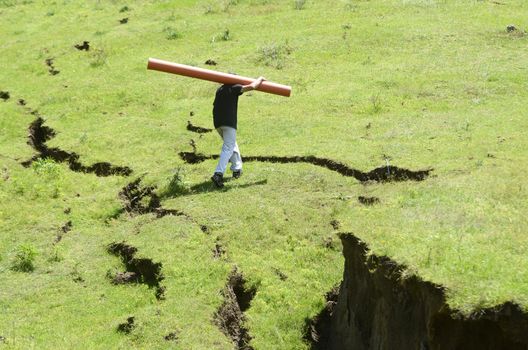 Land slides after heavy rain in mountain area