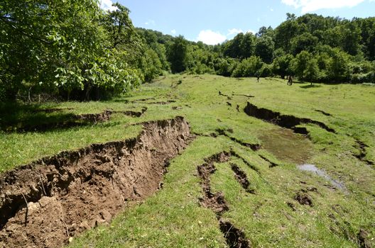 Land slides after heavy rain in mountain area