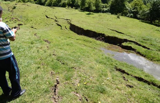 Land slides after heavy rain in mountain area