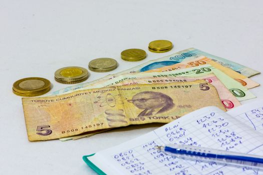 making some report of the spent money and writing it in the notebook