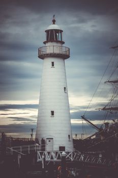 Darling Harbour lighthouse and Endeavour ship, Sydney, Australia