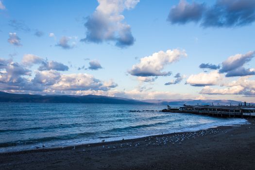 view to the Marmara sea from the shore of Mudanya