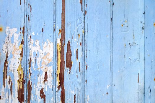 Old wood board painted blue background texture