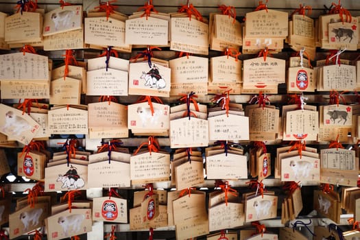 Traditional Emas in Ueno temple, Tokyo, Japan