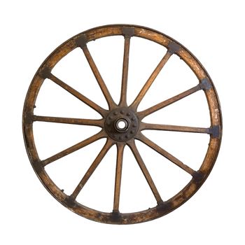 Old wood wheel isolated on a white background