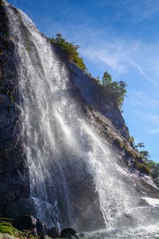 Franz Josef glacier waterfalls landscape, New Zealand