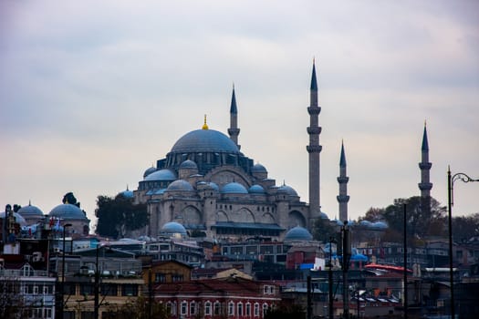 Beautiful Yeni mosque or a New mosque located on Eminonu coast   in city of Istanbul