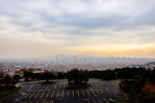 view to the empta parking at Camlica and the part of the Istanbul city