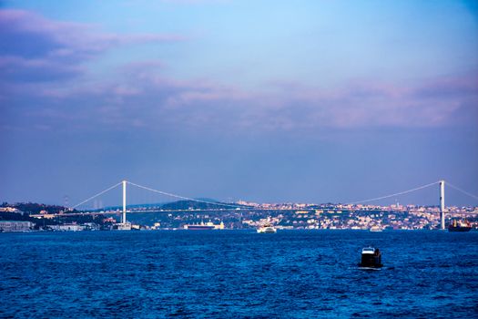 Bosphorus bridge in Istanbul during the cloudy day