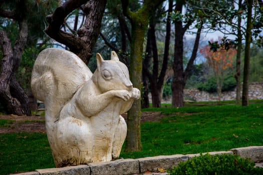 squirrel statue in the forest on the Camlica hill in Istanbul city of Turkey