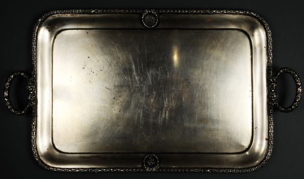 Old antiques isolated rustic empty metal tray