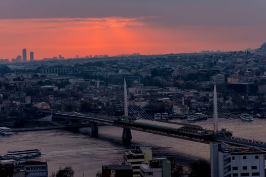 istanbul cityscape looking from the Galata Tower at sunset