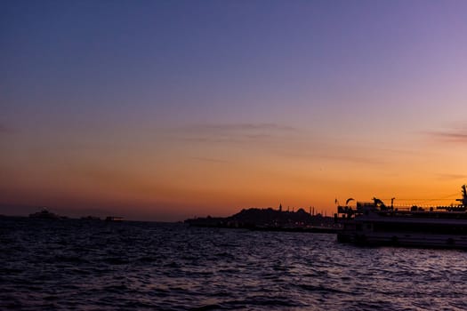 Looking the beautiful sunset over the Istanbul city from the Galata Tower