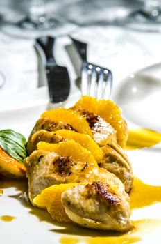 Close up view on nice arranged chicken