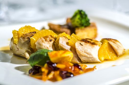 Close up view on nice arranged chicken