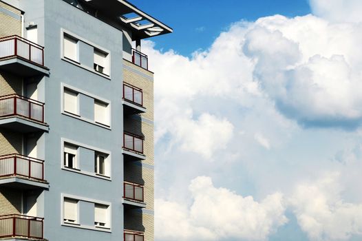Complex of colorful and modern apartment building
