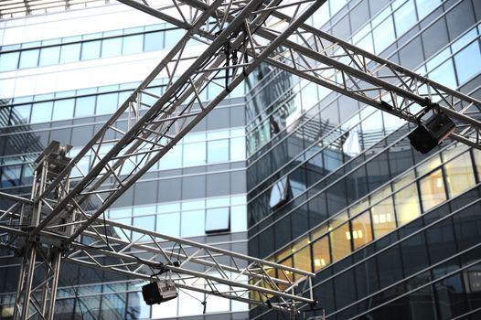 Modern Glass business building with reflections on windows