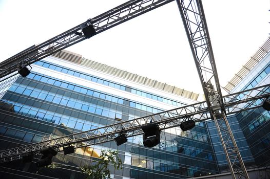 Modern Glass business building with reflections on windows