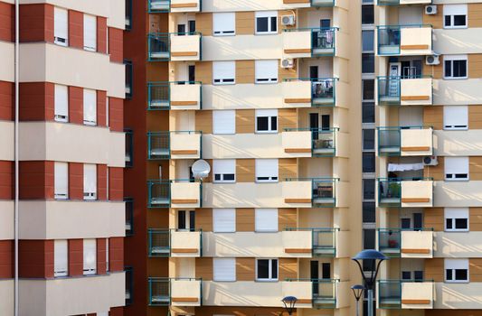 Complex of colorful and modern apartment building