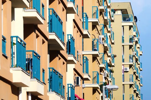 Complex of colorful and modern apartment building
