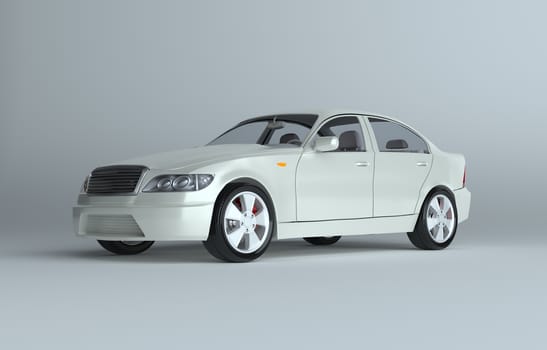 3d rendering of a brandless generic car in a studio environemnt