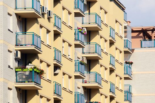 Complex of colorful and modern apartment building