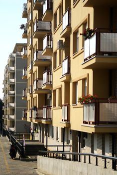 Complex of colorful and modern apartment building