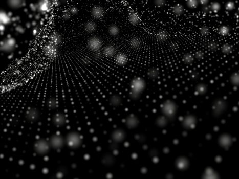 Abstract polygonal space with dots. 3d illustration