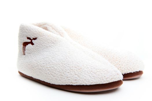 Home winter wool shoe white background