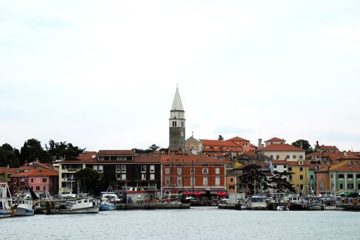The main square Tartini of Piran city view from port of Piran on Piran is a city resort in the west of Slovenia.