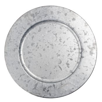 Round zink plate isolated on white background.