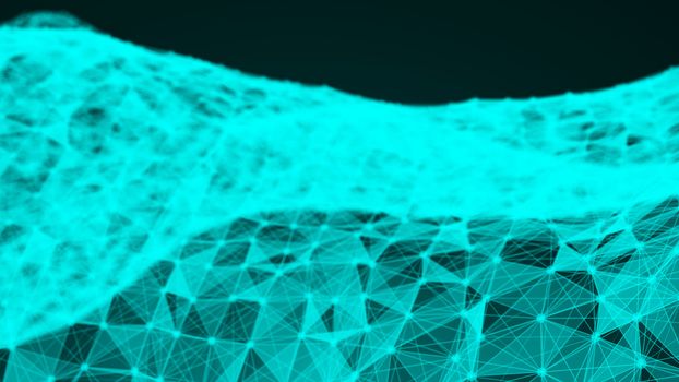 Abstract Polygonal Space Background with Connecting Dots and Lines. 3d rendering