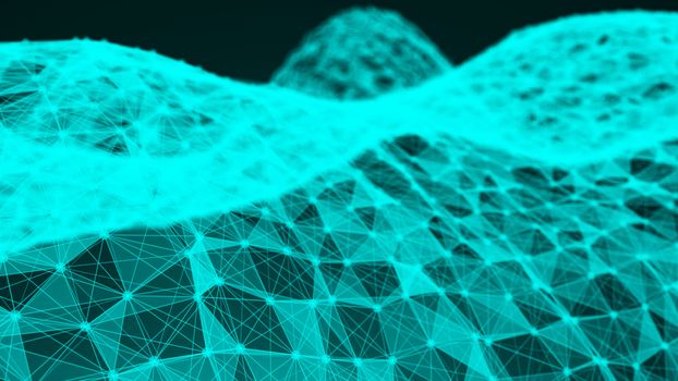 Abstract Polygonal Space Background with Connecting Dots and Lines. 3d rendering