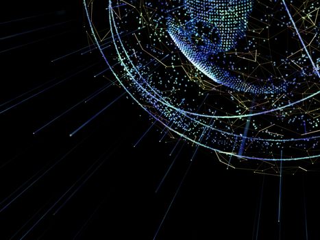Global network and datas exchanges over the planet Earth. 3D rendering