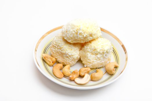 Coconut candy Sweet Dessert white background studio quality