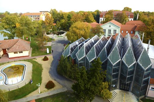 High angle view on Hungarian resort at day