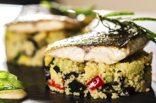 Close up view on nice arranged sea food