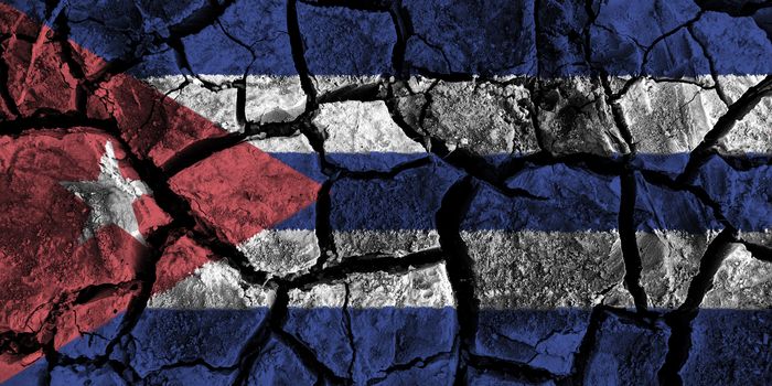 Cuba flag painting on high detail cracked ground . 3D illustration