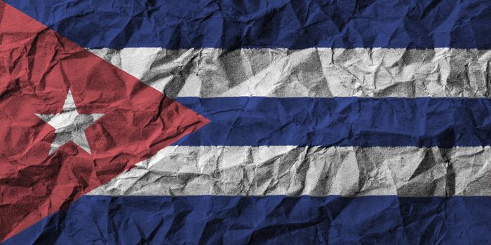 Cuba flag with high detail of crumpled paper . 3D illustration .