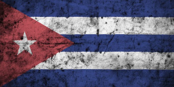 Cuba flag with high detail of old dirty crumpled paper . 3D illustration .