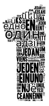 Number one different languages wordcloud text concept