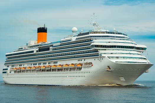 Large royal cruise liner on the way. Travel and spa services