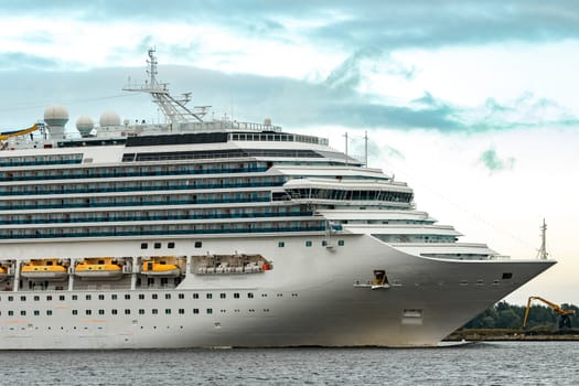 Large royal cruise liner on the way. Travel and spa services