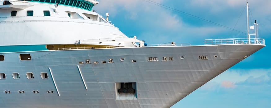 Luxury cruise liner underway. Tour travel and spa services