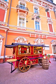 Christmas kiosk wagon street view in Opatija, Kvarner region of Croatia