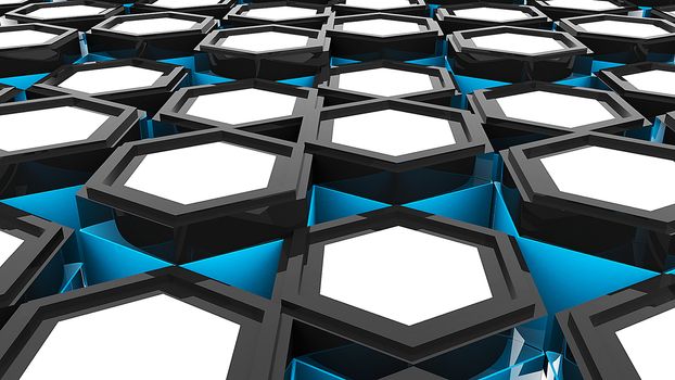 Abstract background with hexagonal. Digital illustration. 3d rendering