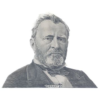 Ulysses Simpson Grant. Qualitative portrait from 50 dollars banknote.
