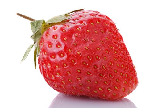 Ripe strawberries on a white background.