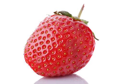 Ripe strawberries on a white background.